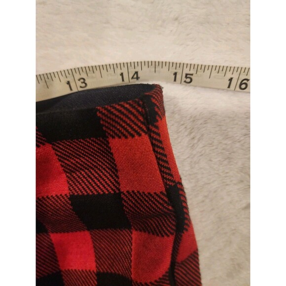 DKNY Red Plaid Checkered Stretch Casual Legging Pants Size M - Picture 4 of 6